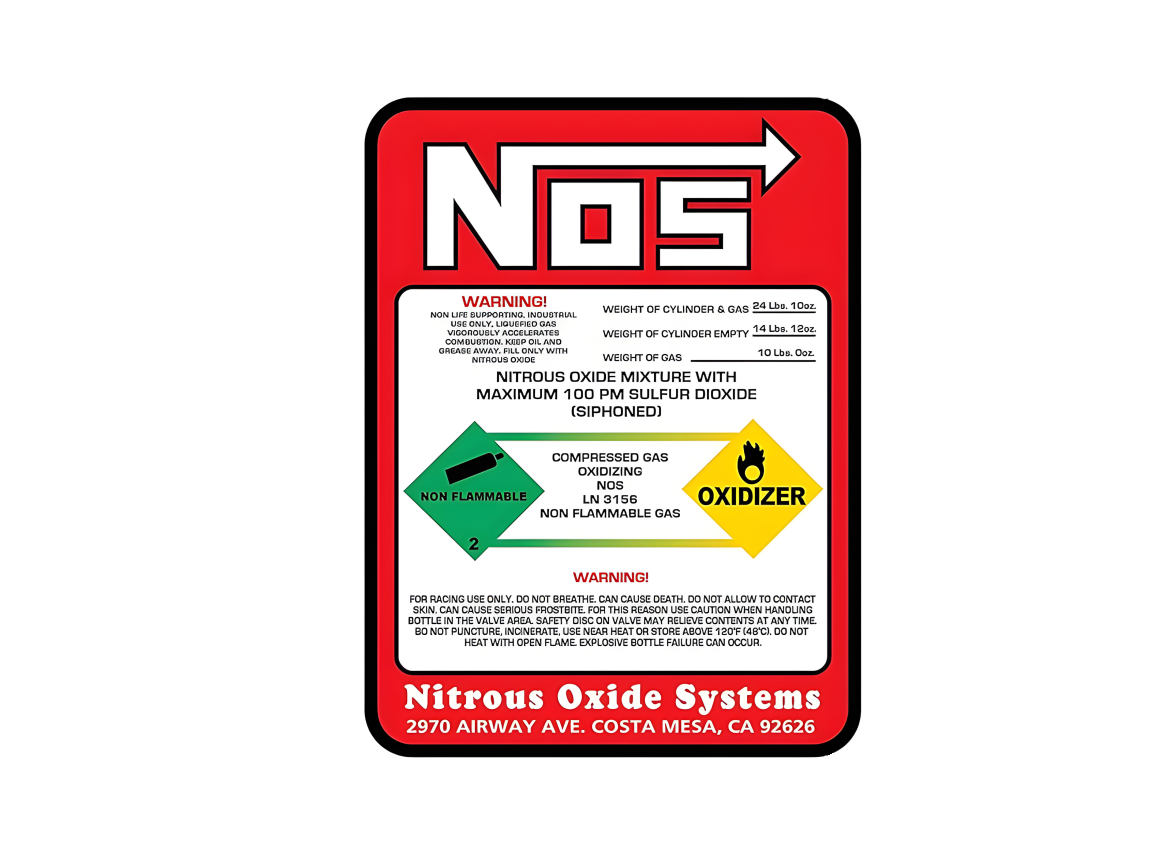 NOS Sticker Nitrous Oxide Bottle Sticker