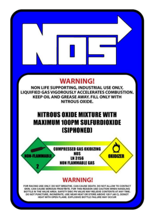 NOS Nitrous Oxide Bottle Sticker