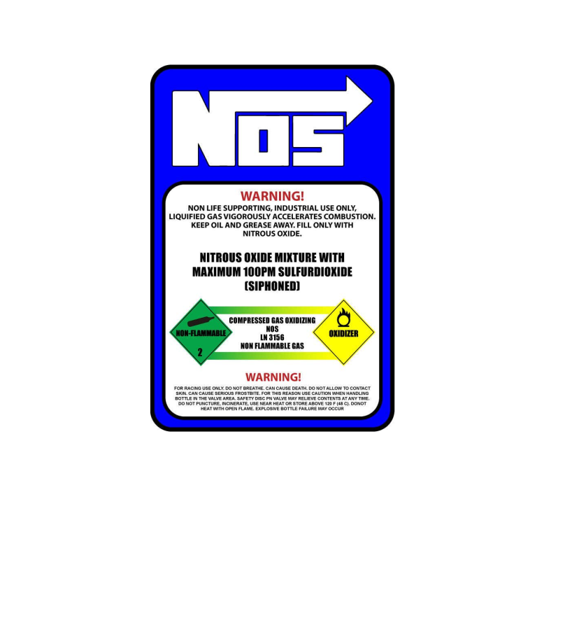 NOS Nitrous Oxide Bottle Sticker